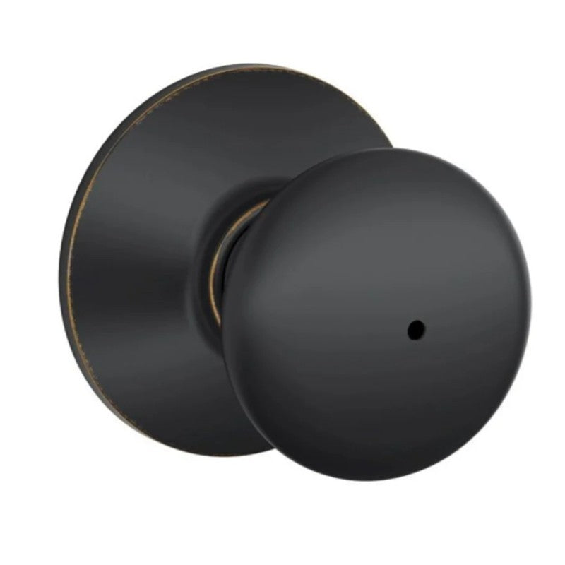 Schlage Plymouth Series F40VPLY716 Privacy Lockset, 2.31 in L x 2.75 in W x 2.75 in H Dimensions, Aged Bronze