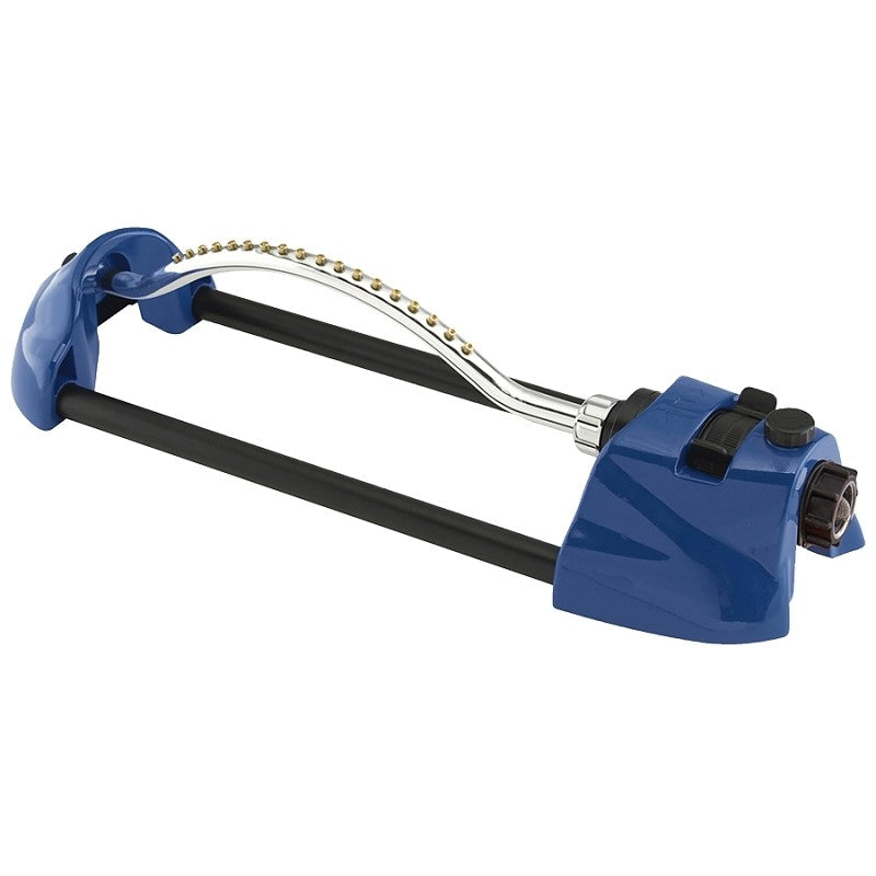 Dramm 15005 Oscillating Sprinkler, Blue, 1110 to 3000 sq-ft, Pop-Up Nozzle Trajectory, Spray Nozzle, Brass/Zinc