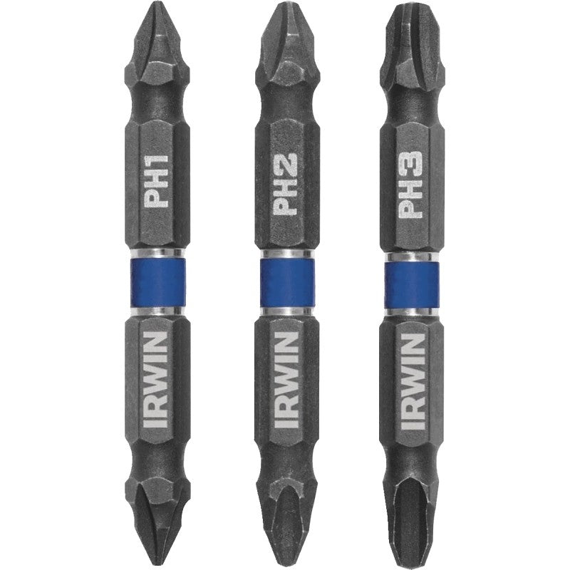 Irwin IWAF32DEPHMIX3 Impact Bit Set, 3-Piece, Steel, Double-Ended, 3/PK