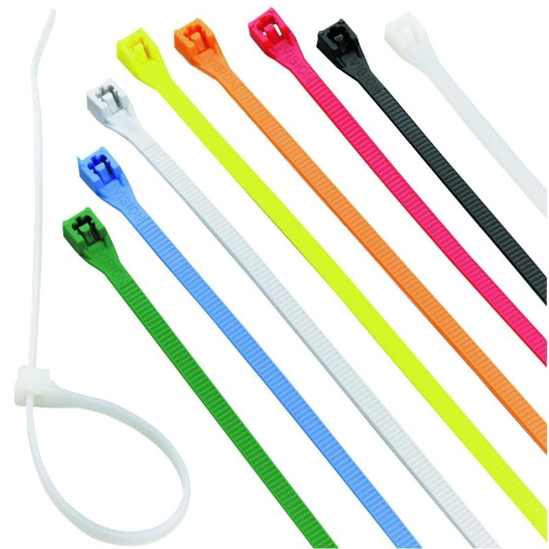 Calterm 73242 Cable Tie, 2 in Max Bundle Dia, 6/6 Nylon, Assorted, 8 in L