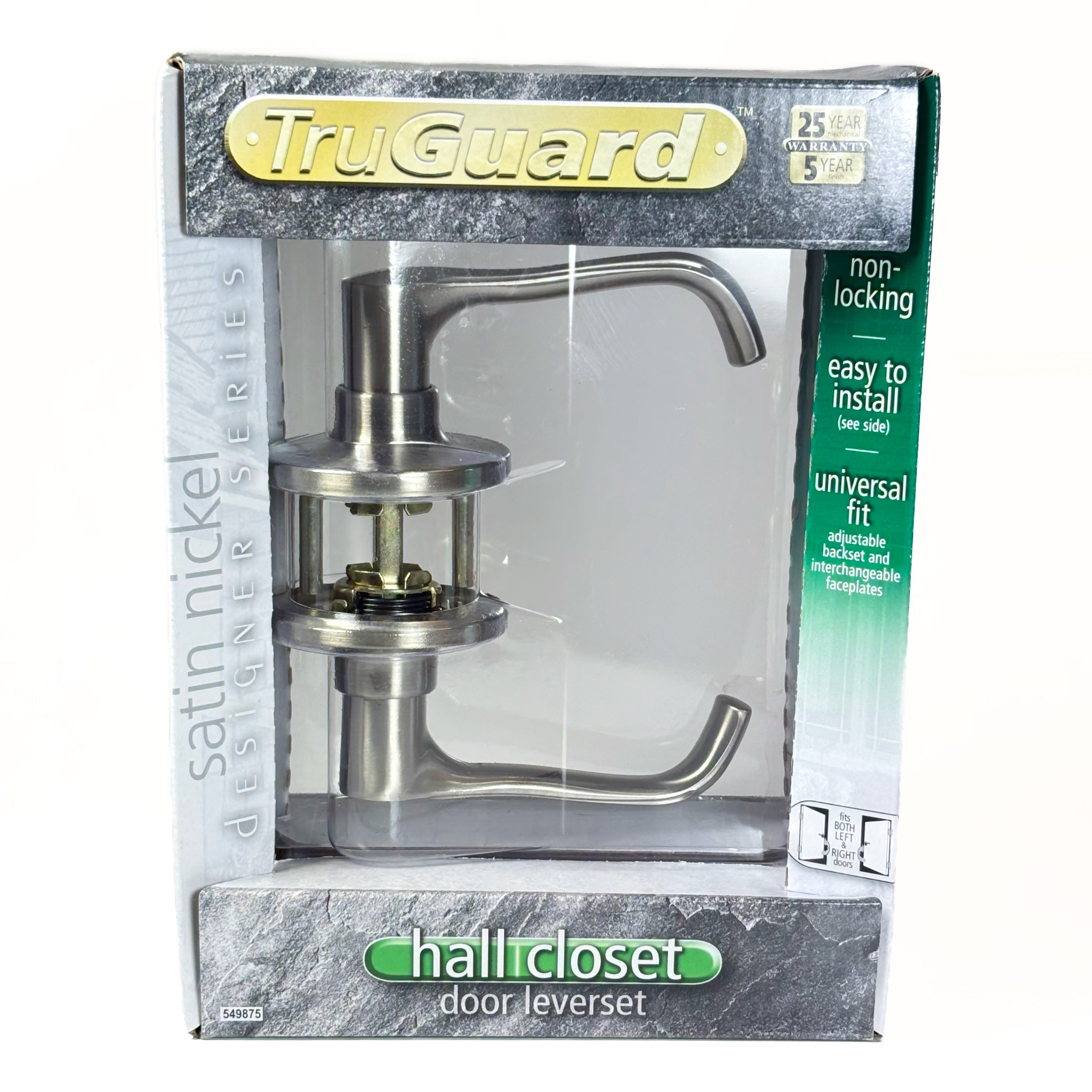 Hall And Closet Passage Leverset Satin Nickel