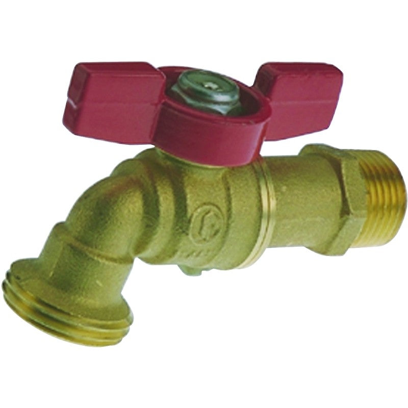B & K 103-023 Heavy-Duty Hose Bibb, 1/2 x 3/4 in Connection, MPT x Male Hose, 200 psi Pressure, Brass Body