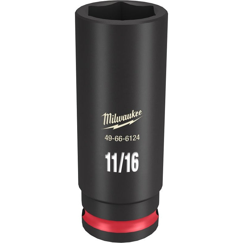 Milwaukee SHOCKWAVE Impact Duty Series 49-66-6124 Deep Impact Socket, 11/16 in Socket, 3/8 in Drive, Square Drive