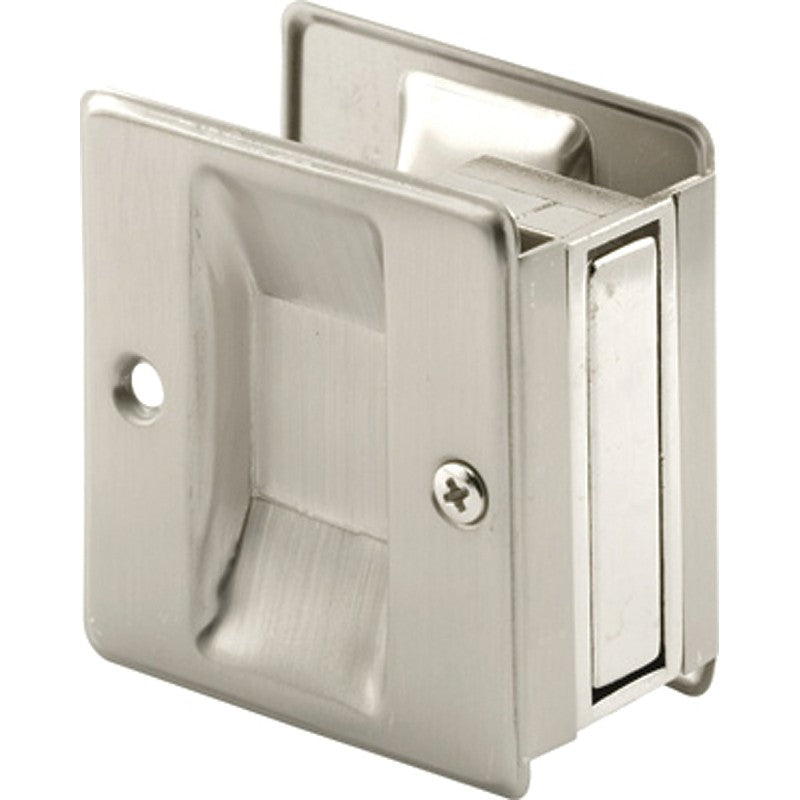Prime-Line N 7238 Pocket Door Pull, 1-3/8 in W, 2-1/2 in D, 2-3/4 in H, Brass, Satin Nickel