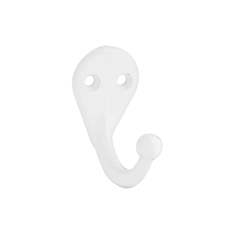 National Hardware V162 N248-377 Series Cloth Hook, Wall Mounting, 1-11/16 in H x 1 in W Dimensions, White, 35 lb, Zinc