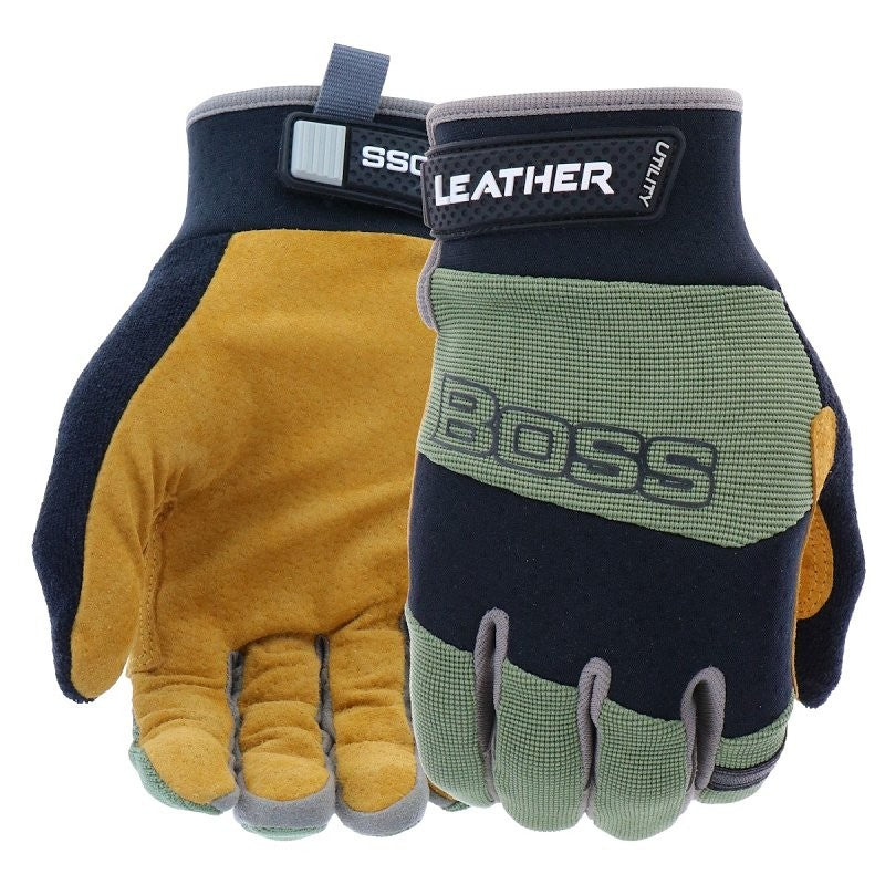 Boss Performance Series B51374-WML Work Gloves, Women's, M/L, 7-1/8 to 8-3/8 in L, Reinforced Thumb, Spandex, Green