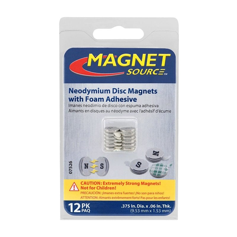 Magnet Source 07526 Magnetic Disc with Foam Adhesive, 3/8 in Dia