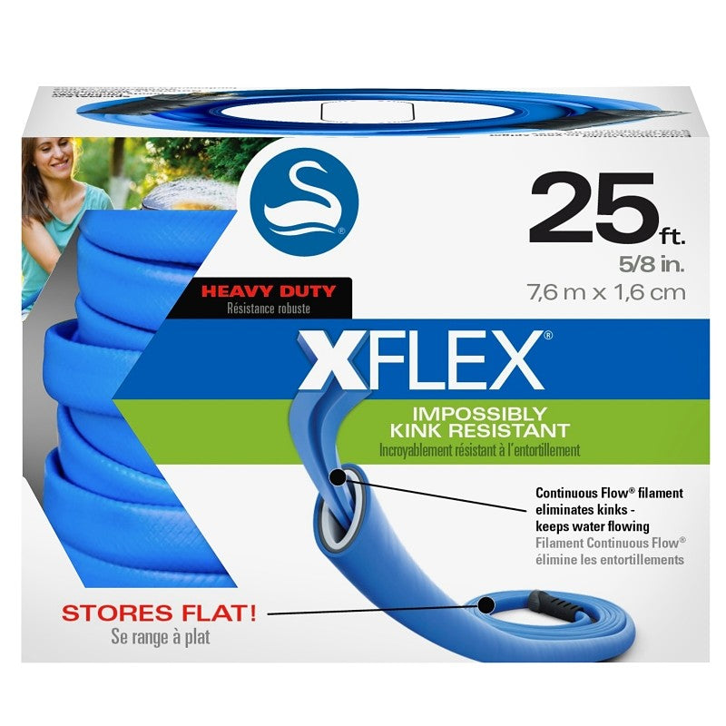 Swan CSNXF58025 Heavy-Duty Garden Hose, 5/8 in, 25 ft L, Female, Polymer, Blue