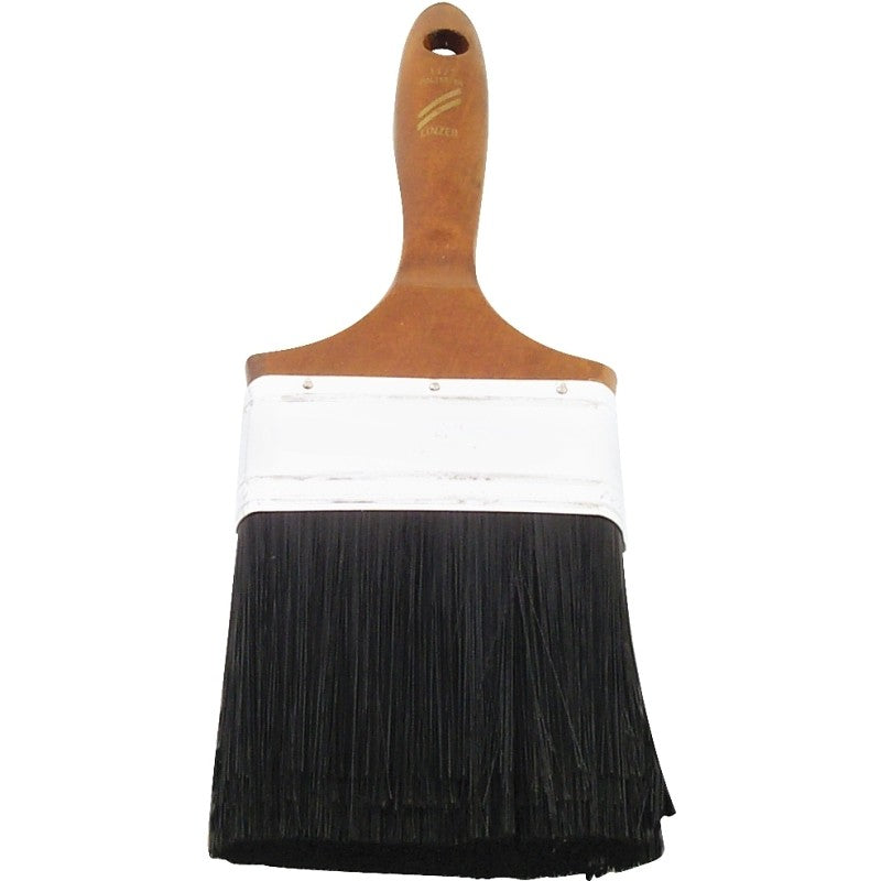Linzer WC1123-4 Paint Brush, Walnut, Wood Handle, 4 in W, 3-1/2 in L Bristle, Polyester Bristle, Beaver Tail Handle
