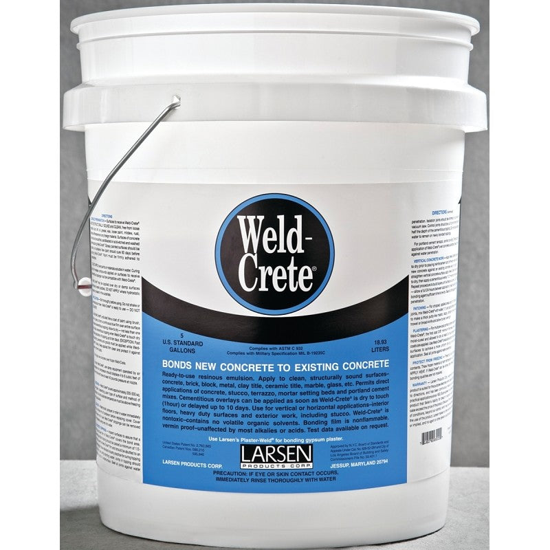 Larsen Weld-Crete WCP05 Bonding Agent, Liquid, Low to Slight Acetic, Blue, 5 gal Pail