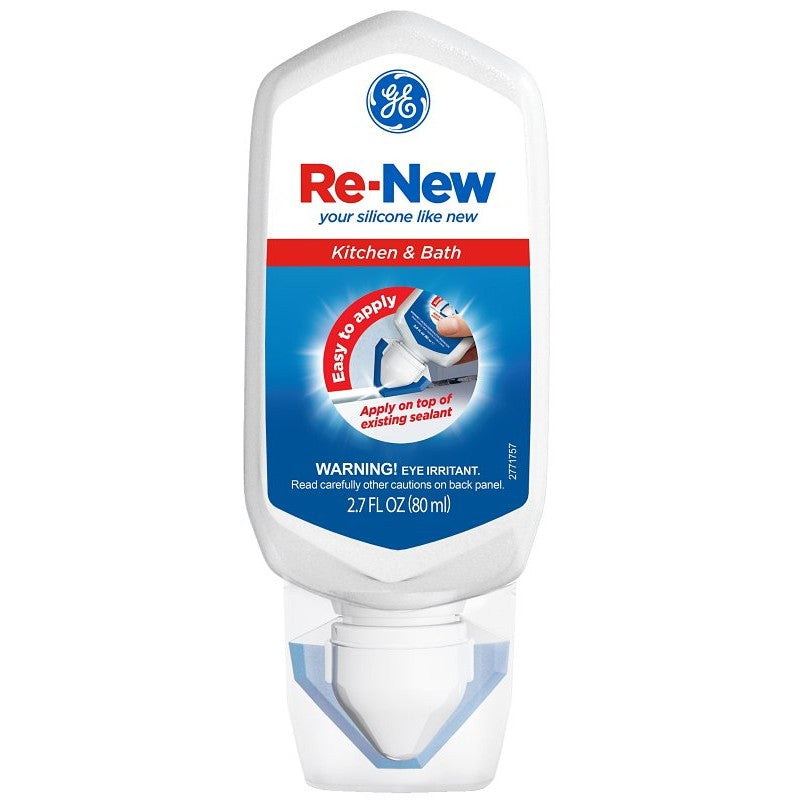 GE Re-New Series 2770459 Kitchen and Bath Caulk Sealant, White, 41 to 104 deg F, 2.7 oz, Tube