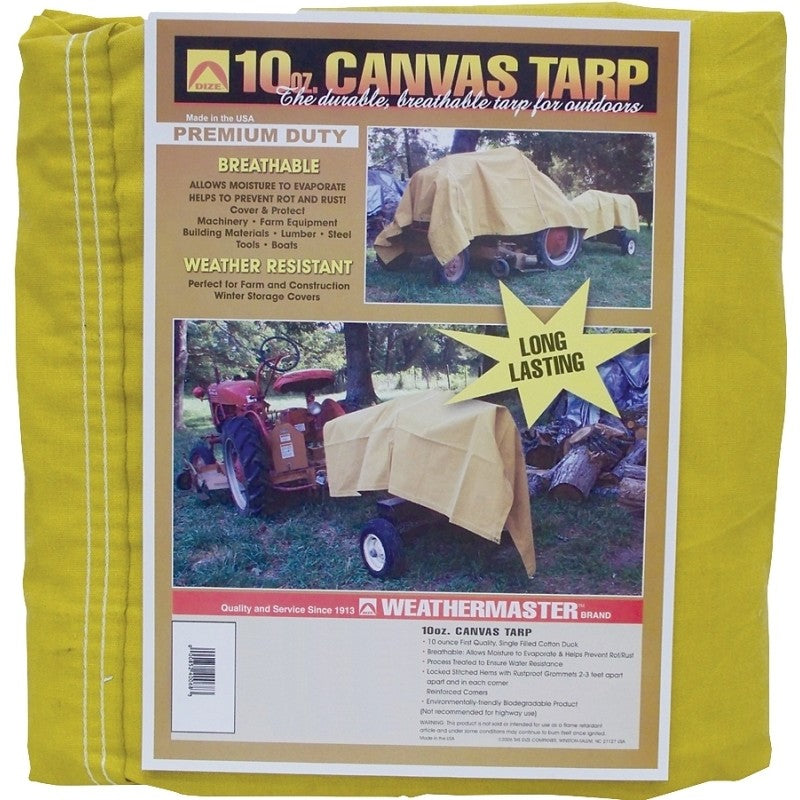 Dize Weathermaster CA1012D Tarpaulin, 12 ft L, 10 ft W, Canvas, Tan