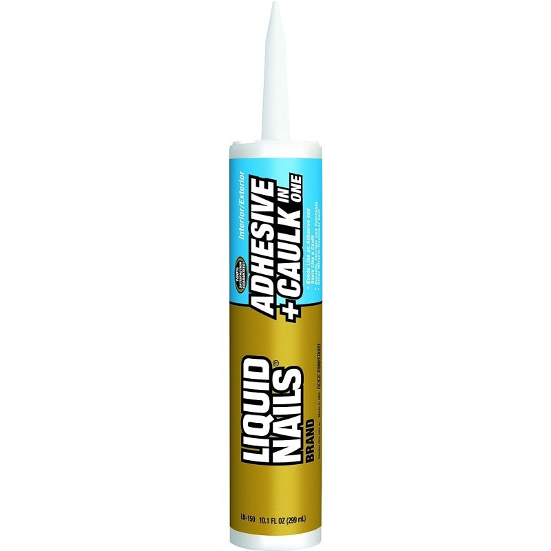 Liquid Nails LN-150 Adhesive Caulk, Bright White, 40 to 100 deg F, 10.1 oz Cartridge