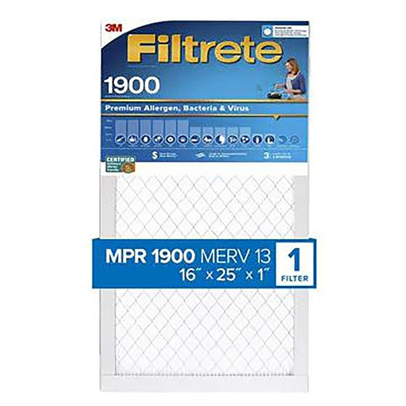 Filtrete UA01-4 Air Filter, 25 in L, 16 in W, 13 MERV, 1900 MPR, Polypropylene Frame (Pack of 4)