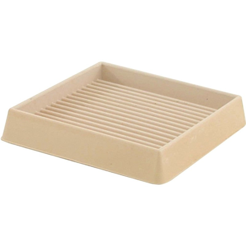 Shepherd Hardware 9168 Caster Cup, Square, 3 in Dimensions, Rubber, Off-White, 2/PK