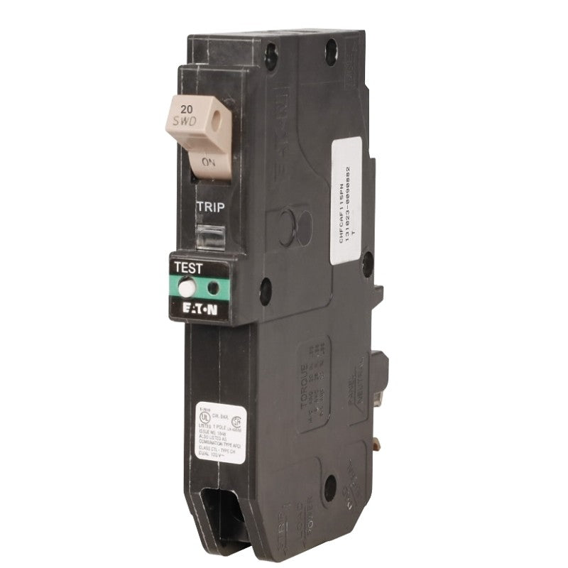 Eaton CHFP120AF Circuit Breaker, AFCI, CH, 20 A, 1-Pole, 120/240 VAC, Plug