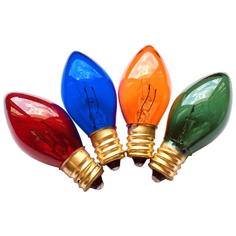 Hometown Holidays 19124 Light Bulb, 5 W, Candelabra Lamp Base, Incandescent Lamp, Transparent Multi-Color Light (Pack of 25)