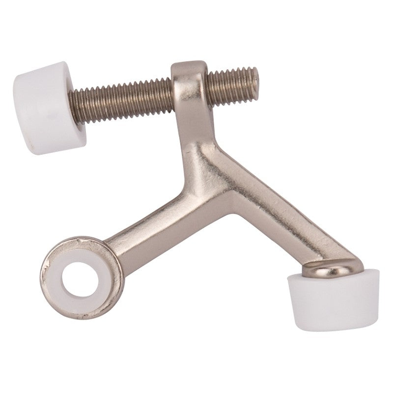 ProSource H20-B023-PS Light-Duty Hinge Pin Door Stop, 2-1/4 in Projection, Die-Cast Zinc & Plastic, Satin Nickel
