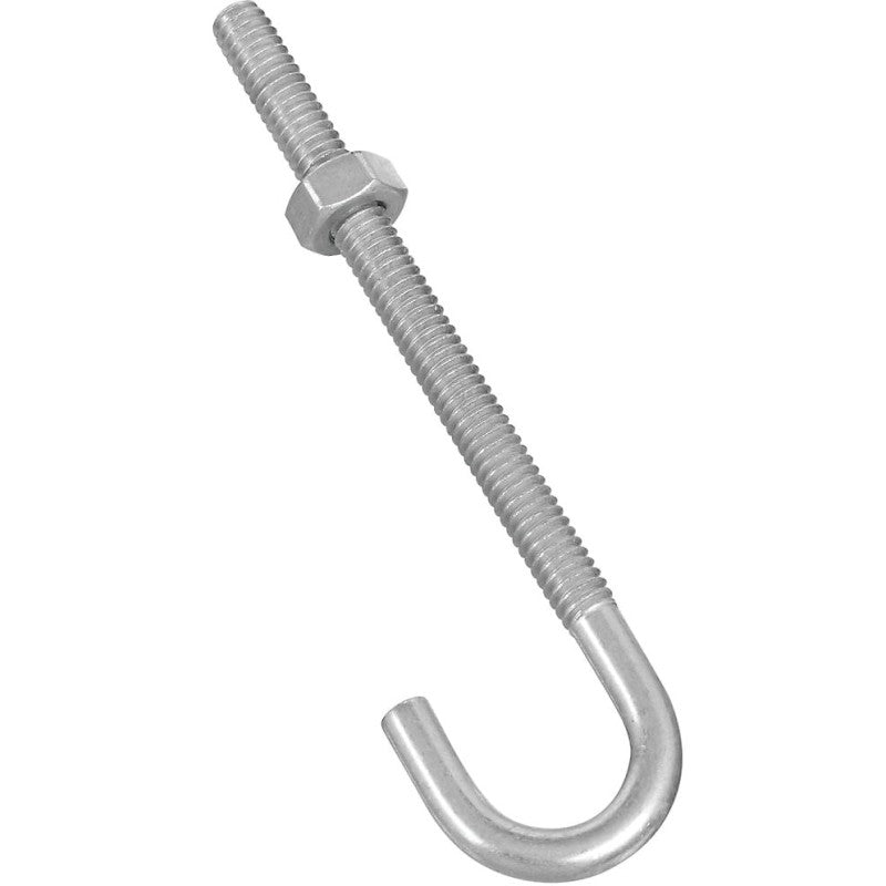 National Hardware N232-892 J-Bolt, 1/4 in Thread, 3 in L Thread, 4 in L, 100 lb Working Load, Steel, Zinc (Pack of 10)