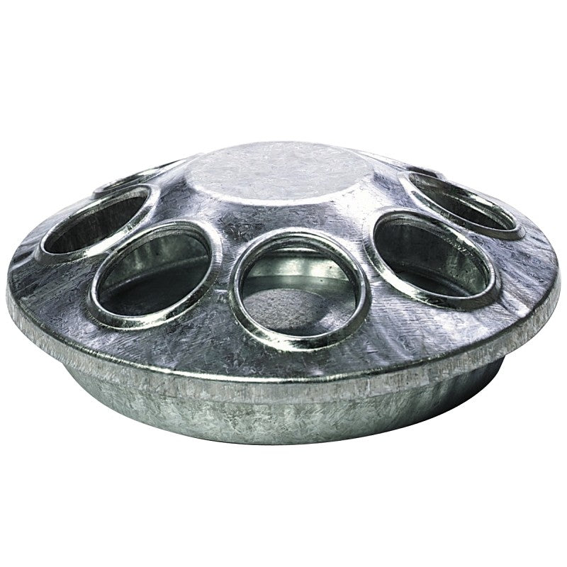 Miller 9808 Chick Feeder, 8-Compartment, Embossed, Rounded Edge, Steel, Galvanized