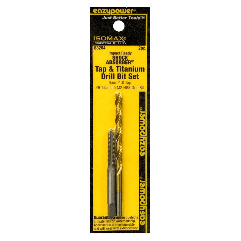 Eazypower 83264 Tap and Drill Set, 6MM-1 Thread, Titanium