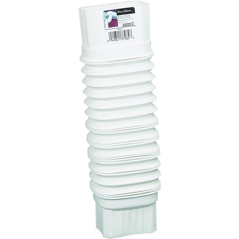 Amerimax 37084 Flex Elbow, 2 x 3 in Gutter, Plastic, White