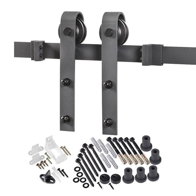 Renin BD102K-07800-MB Bent Strap Barn Door Hardware Kit, 78-3/4 in L Track, Steel, Matte, Wall, For: Barn Door