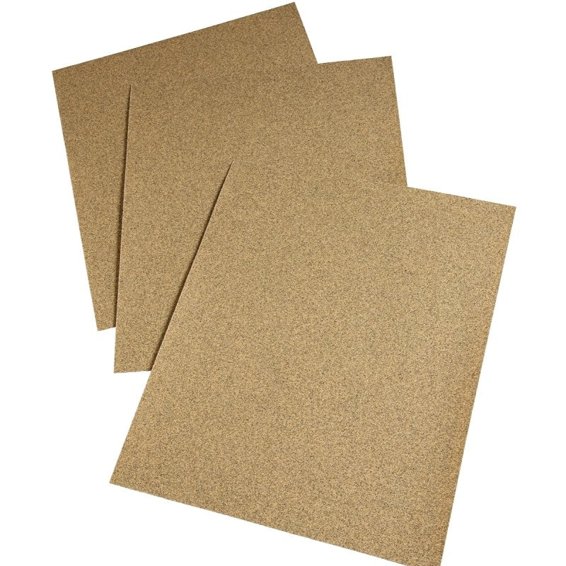 3M 02115 Sandpaper Sheet, Gold, 11 in L, 9 in W, Medium, 80 Grit, Aluminum Oxide Abrasive, Paper Backing