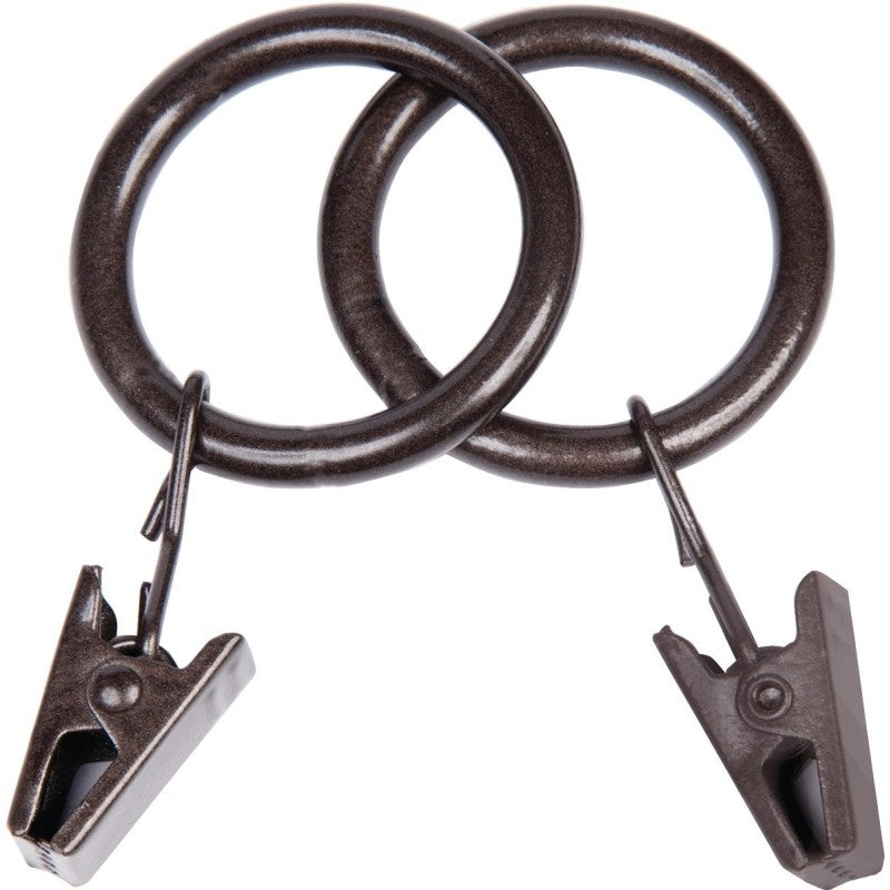 Kenney KN75003 Curtain Clip Ring, Metal, Dark Brown (Pack of 5)