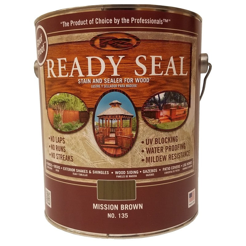 Ready Seal 135 Exterior Wood Stain, Flat, Mission Brown, Liquid, 1 gal (Pack of 4)