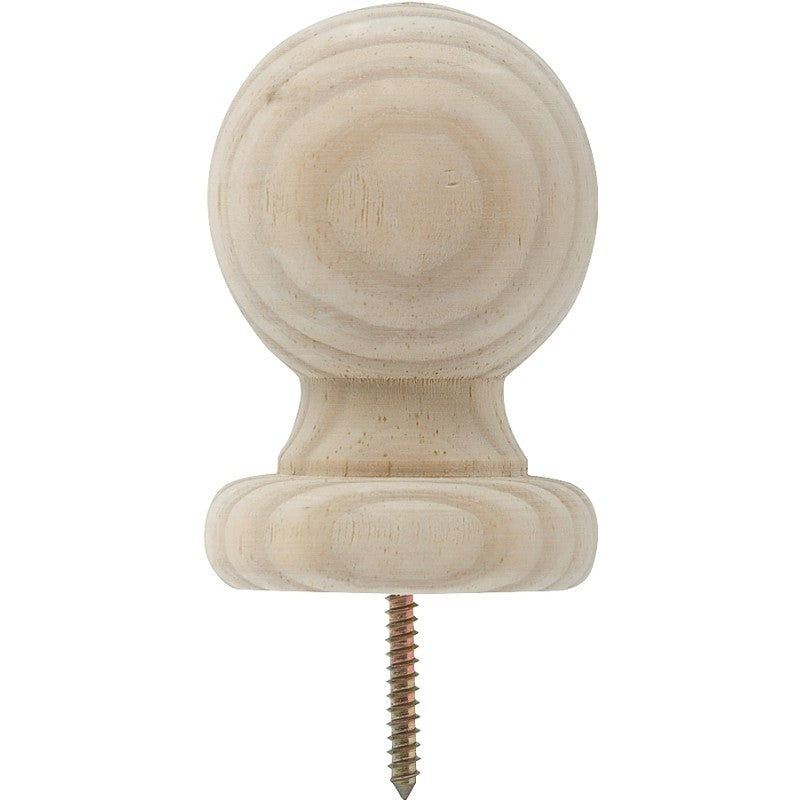 Waddell 212 Post Top, 2-3/4 in Dia, 4 in H, Small Ball, Pine