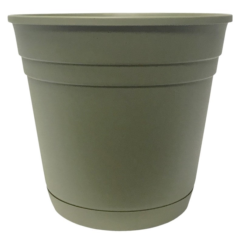 Southern Patio RN0612OG Planter with Saucer, 6 in Dia, Round, Poly Resin, Olive Green, Matte (Pack of 12)