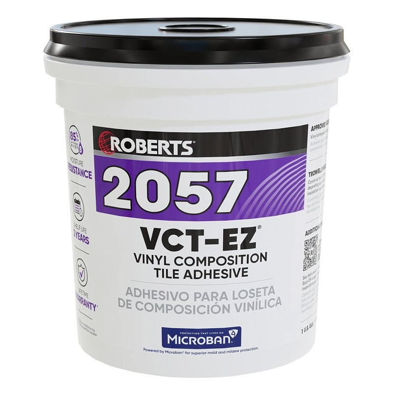 Roberts 2057-1 VCT Flooring Adhesive, Paste, Very Mild, Beige, 1 gal Pail (Pack of 4)