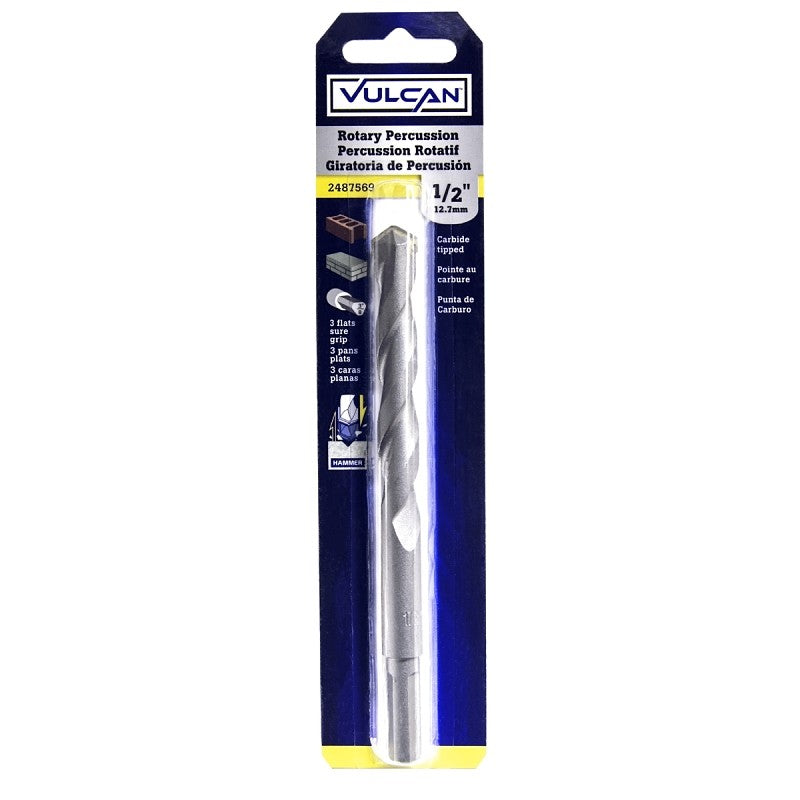 Vulcan 203541OR Drill Bit, 1/2 in Dia, 6 in OAL, Percussion, Spiral Flute, Straight Shank