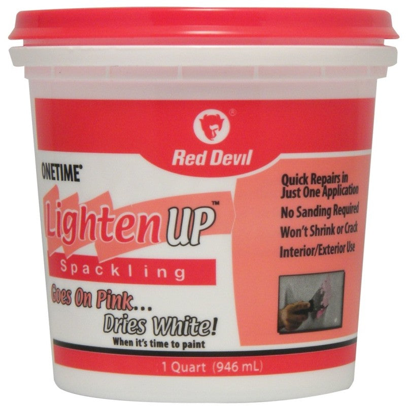 Red Devil 0574 Spackling Compound, Oil, Water Base, White, 1 qt Tub