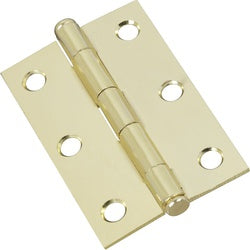Loose Pin Cabinet Hinges 3 By 2-1/16 Inch Overall Brass Finish Steel 2 Pack