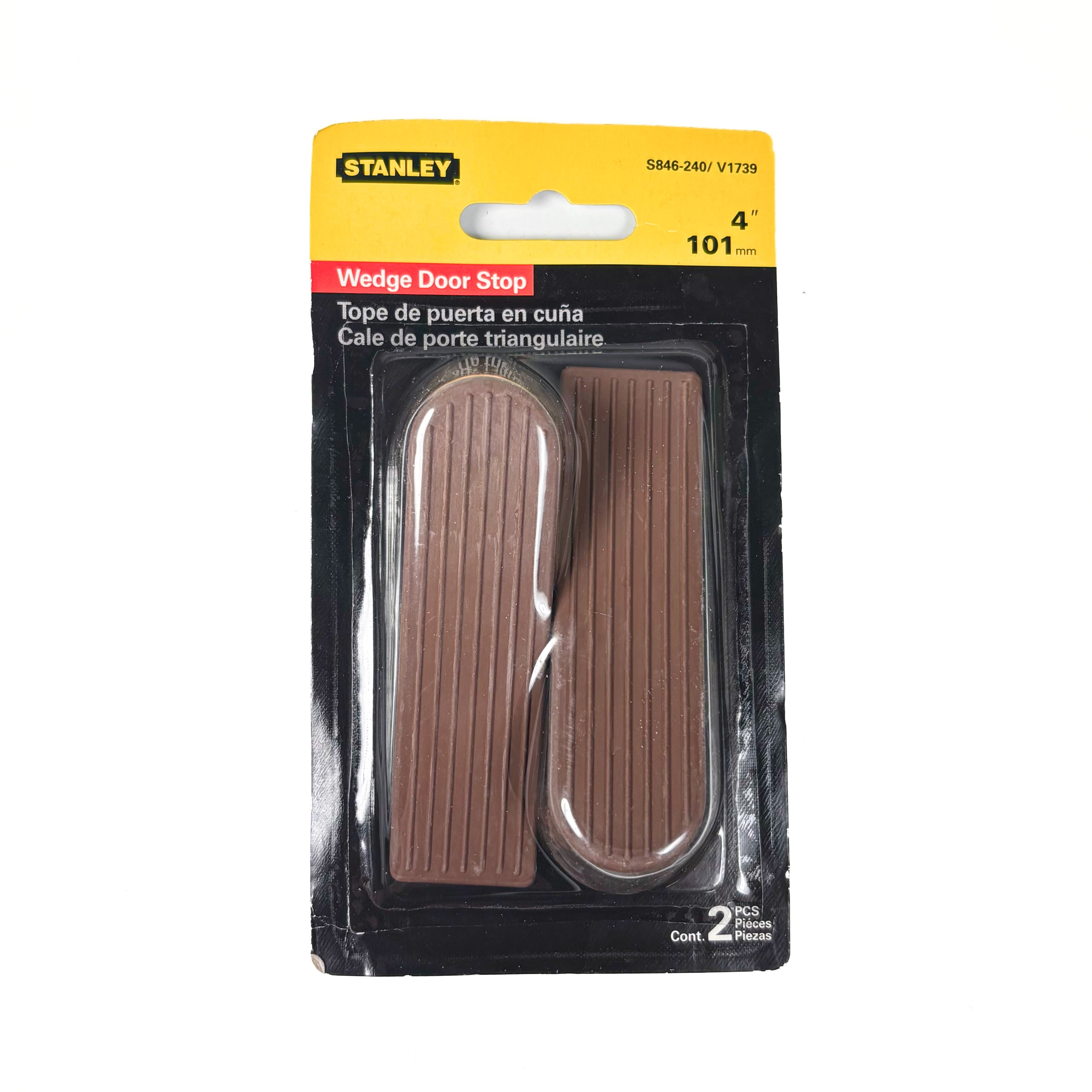 Traditional Wedge Door Stops 1-1/4 By 4 Inch Brown 2 Pack