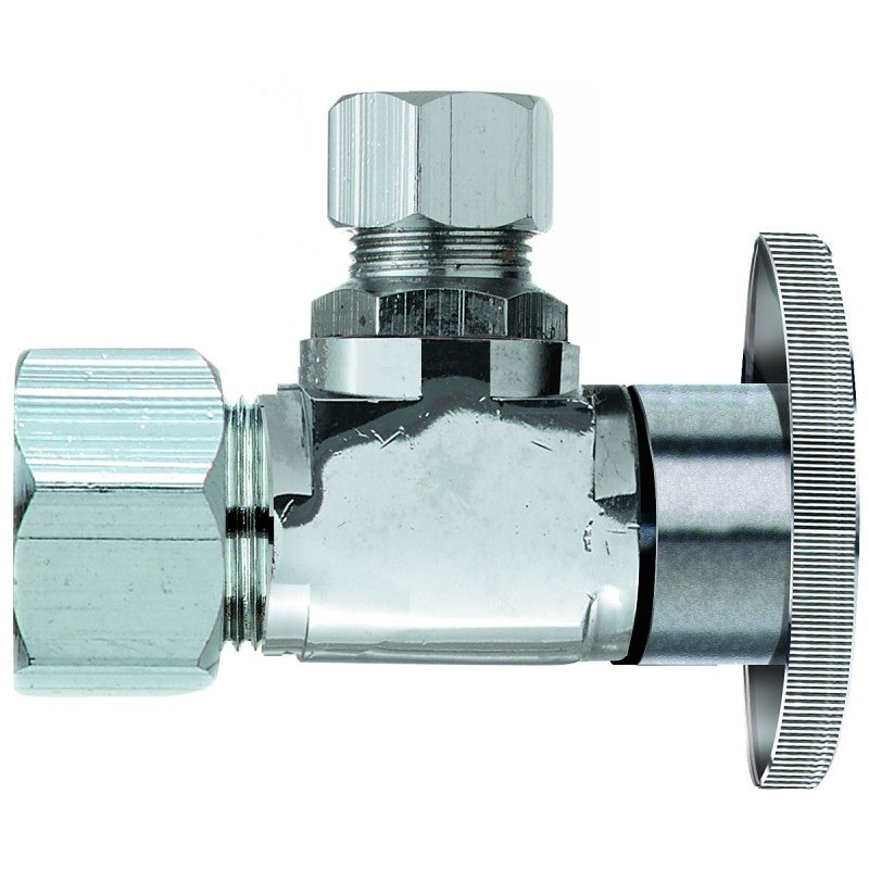 Plumb Pak PP61PCLF Shut-Off Valve, Angle, 5/8 x 3/8 in Connection, Compression, Brass Body