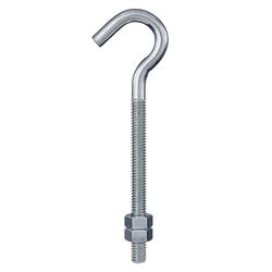 National Hardware N100-393 Hook/J-Bolt, 5/16-18 Thread, 3-1/4 in L Thread, 5 in L, Steel, Zinc-Plated (Pack of 10)