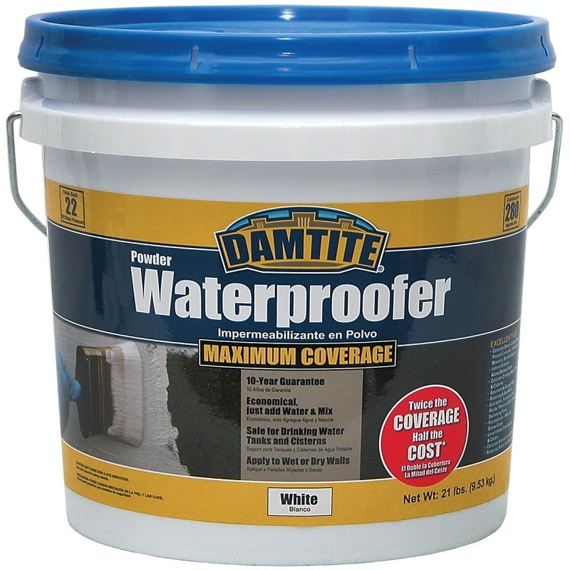 Damtite 01211 Powder Waterproofer, White, Powder, 21 lb Pail