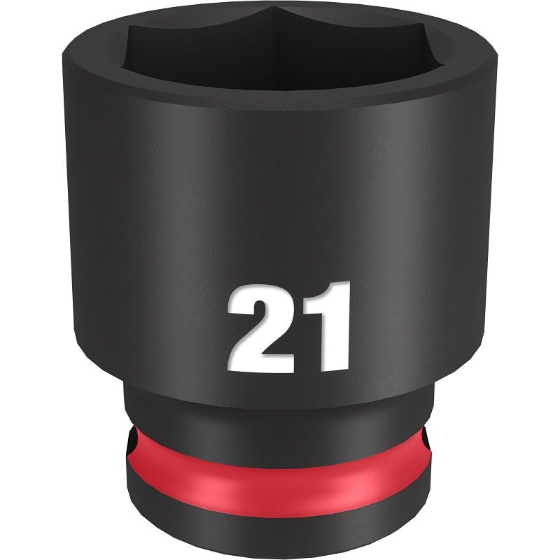 Milwaukee SHOCKWAVE Impact Duty Series 49-66-6144 Shallow Impact Socket, 21 mm Socket, 3/8 in Drive, Square Drive