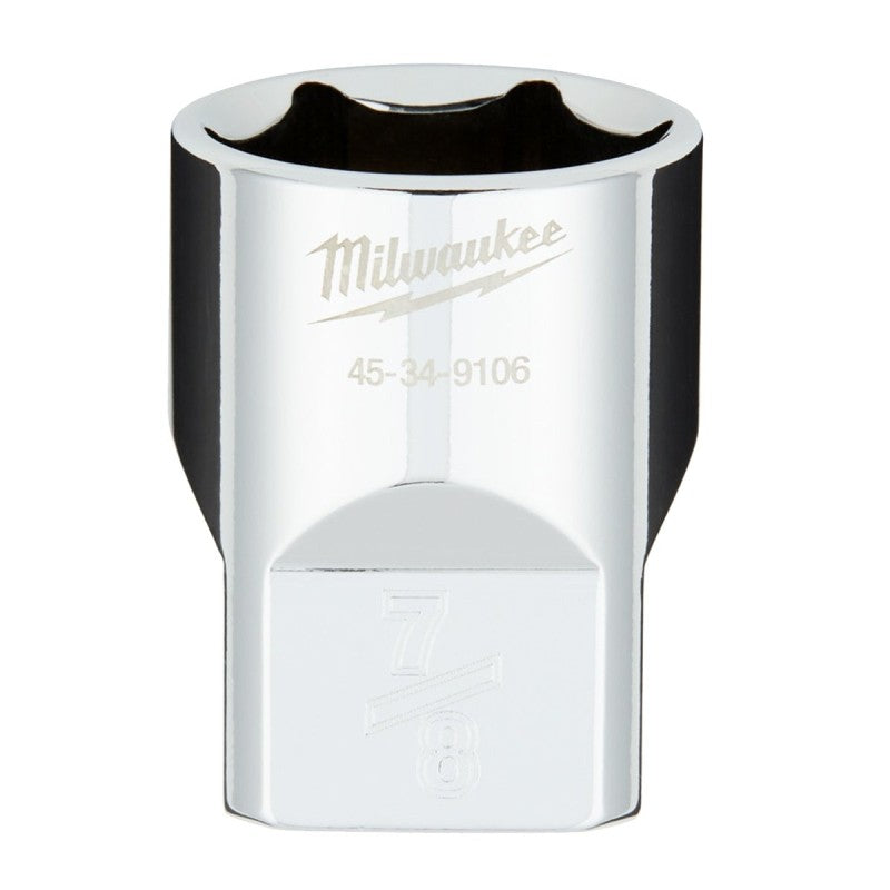 Milwaukee 45-34-9106 Socket, 7/8 in Socket, Standard Socket, 1.18 in OAL, 1/2 in Drive, 6-Point, Chrome Vanadium Steel