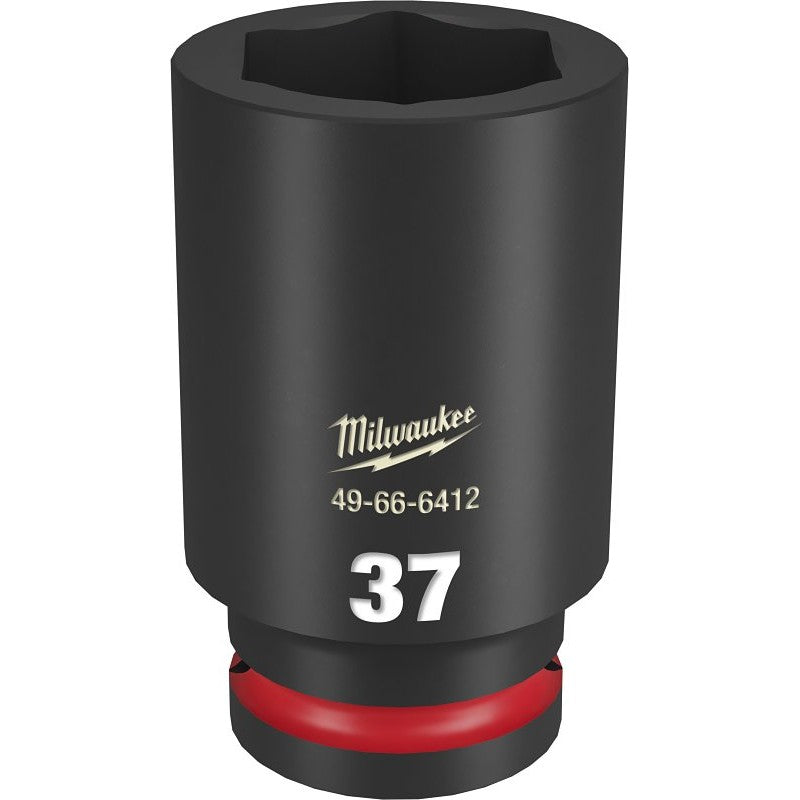 Milwaukee SHOCKWAVE Impact Duty Series 49-66-6412 Deep Impact Socket, 37 mm Socket, 3/4 in Drive, Square Drive, 6-Point