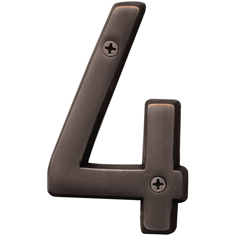 Hy-Ko Prestige Series BR-42OWB/4 House Number, Character: 4, 4 in H Character, Bronze Character, Solid Brass (Pack of 3)