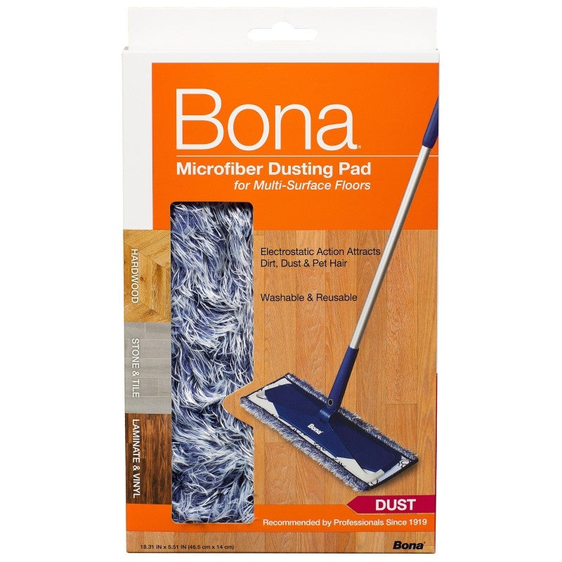Bona WM710013272 Dusting Pad, 17 in L, 6 in W, Microfiber Cloth, Machine Washable: Yes
