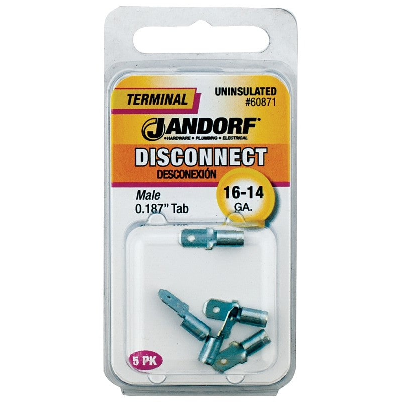 Jandorf 60871 Disconnect Terminal, 16 to 14 AWG Wire, Copper Contact, Tin