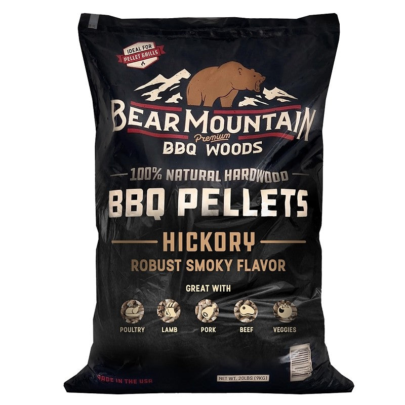 Bear Mountain FK14 Series BBQ Pellet, Hickory, 20 in L, Hardwood, 20 lb Bag