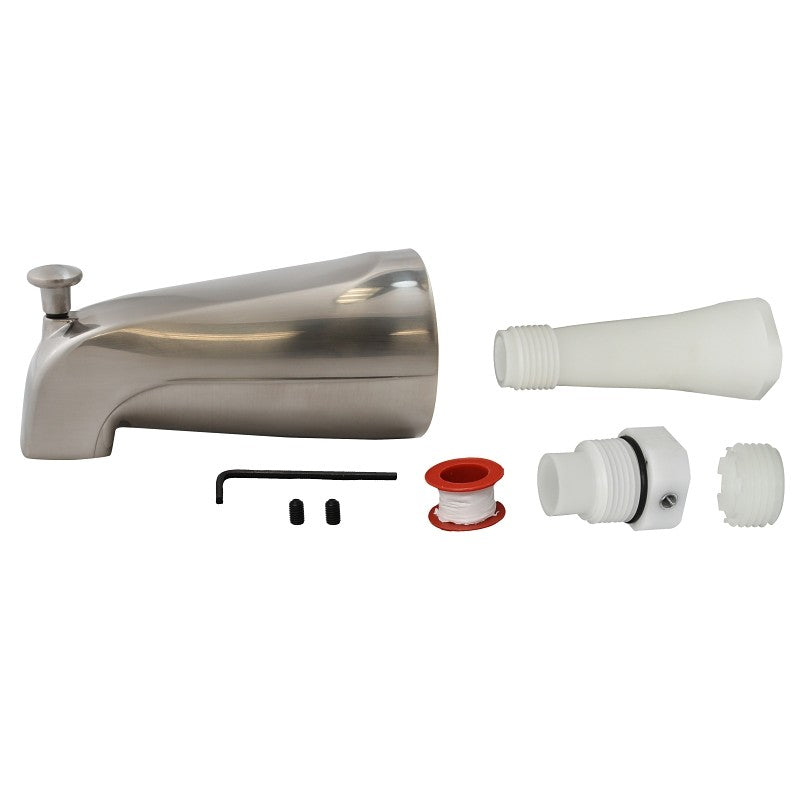 Plumb Pak PP825-35BN Bathtub Spout, 16-1/2 in L, 9 in W, 16 in H, Brushed Nickel