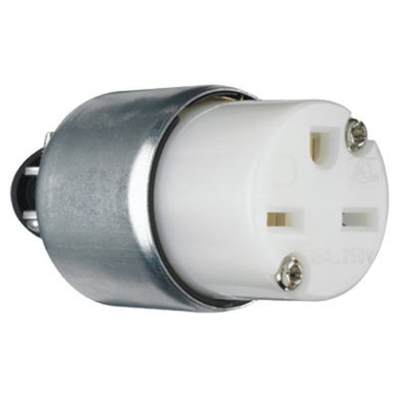 Legrand PS615CACC20 Armored Connector, 2 -Pole, 15 A, 250 V, NEMA: NEMA 6-15R, White