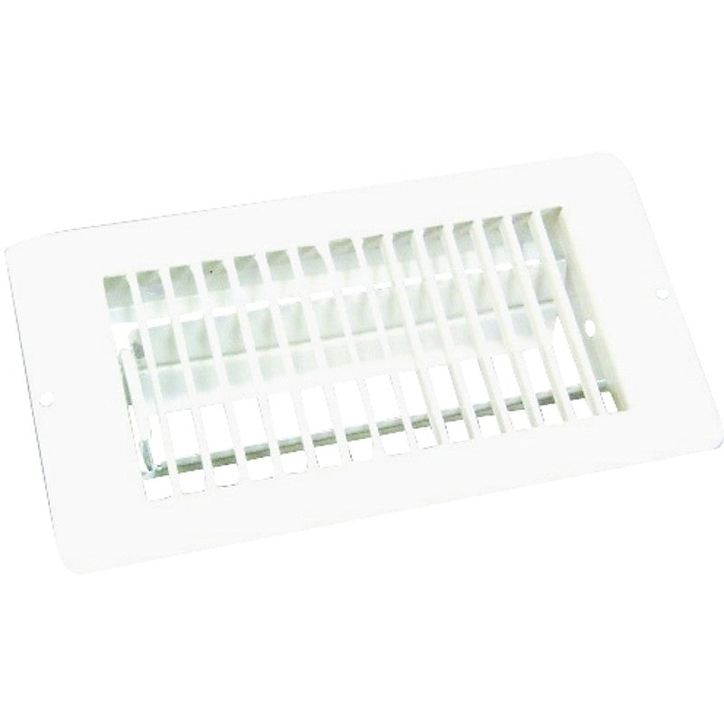 US Hardware V-056IWB Floor Register, 4 in W Duct Opening, 8 in H Duct Opening, 1-5/16 in L, Steel, White